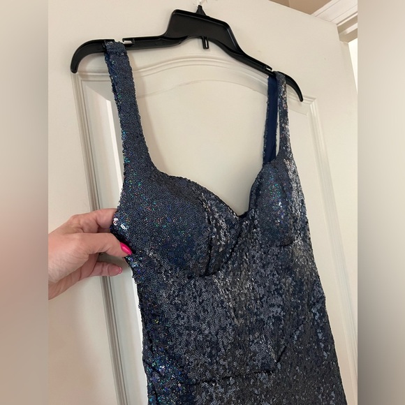 NWOT Brand new! B.Darlin Smoky Blue Sequin Party Dress Juniors 13/14 - Picture 10 of 15